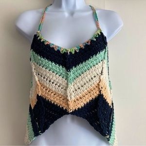 Free People Swim Up Knit Crochet Sweater Halter Tank, NWT Sz XS